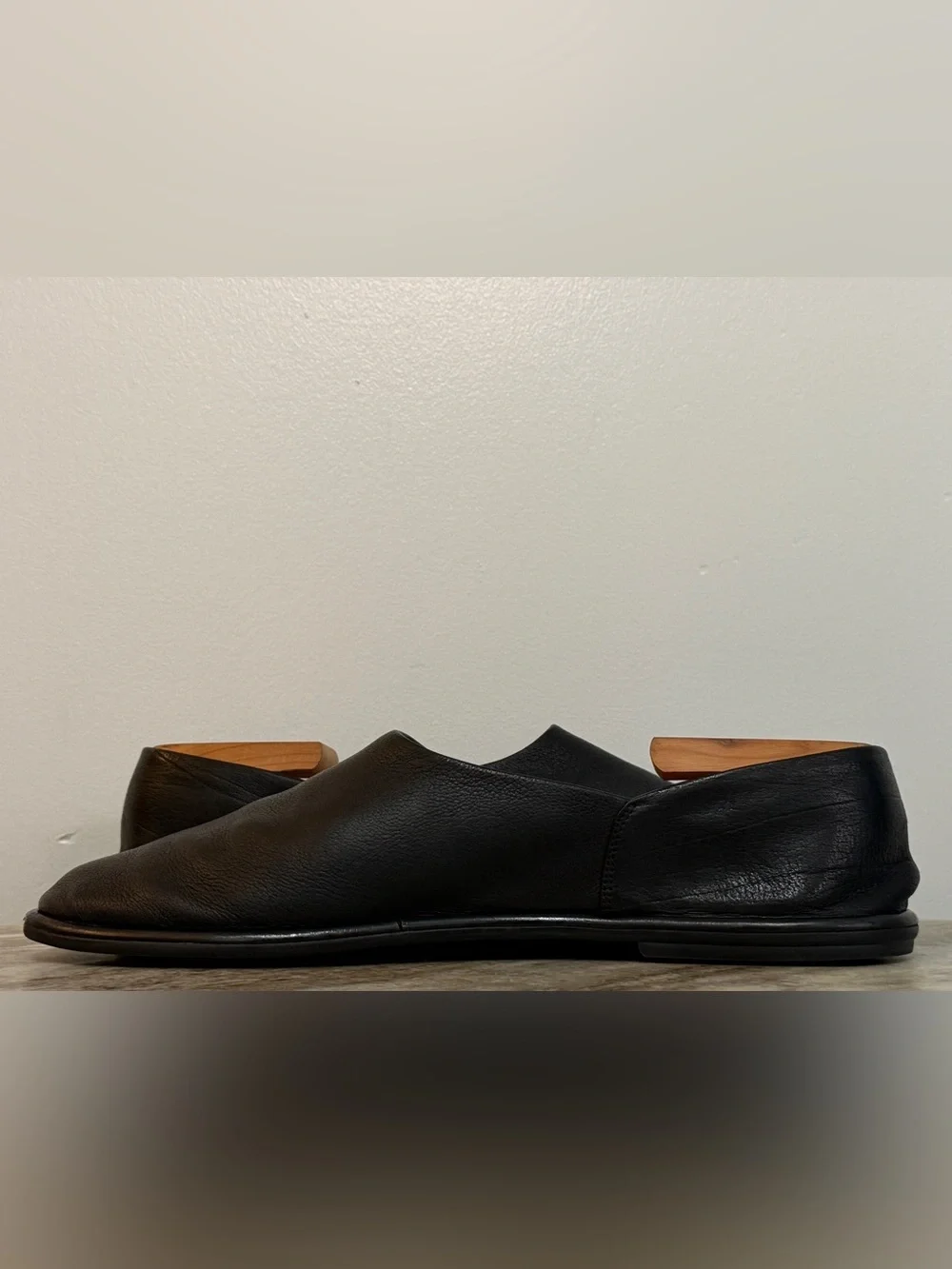The Row Canal Black Leather Slip-On Shoes  Men IT42 US 9 Loafer Slipper Minimal